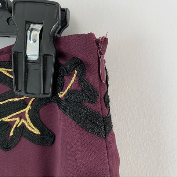 Temperley London Embroidered Silk Sequin Gold Plum Skirt size 8 - Picture 2 of 8